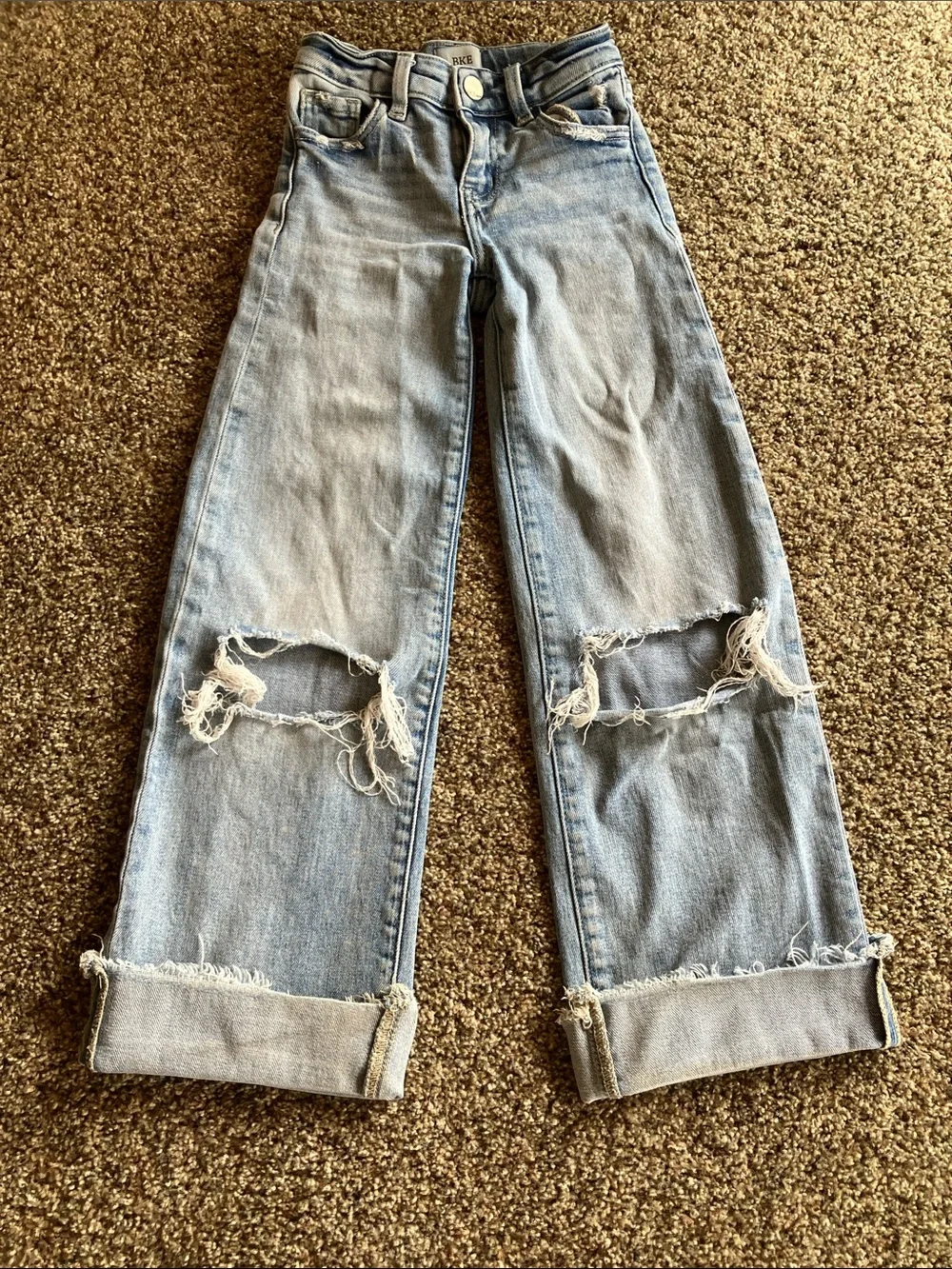 BKE Light Blue Distressed Kids' Jeans with Knee Rips
